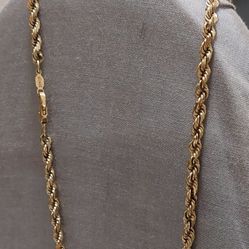 22 inch Rope 24k Gold Plated Necklace