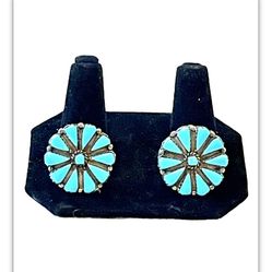 Sterling Navajo Squash Blossom Earrings 