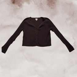 ☕ A New Day Cropped Ribbed V-Neck Cardigan
