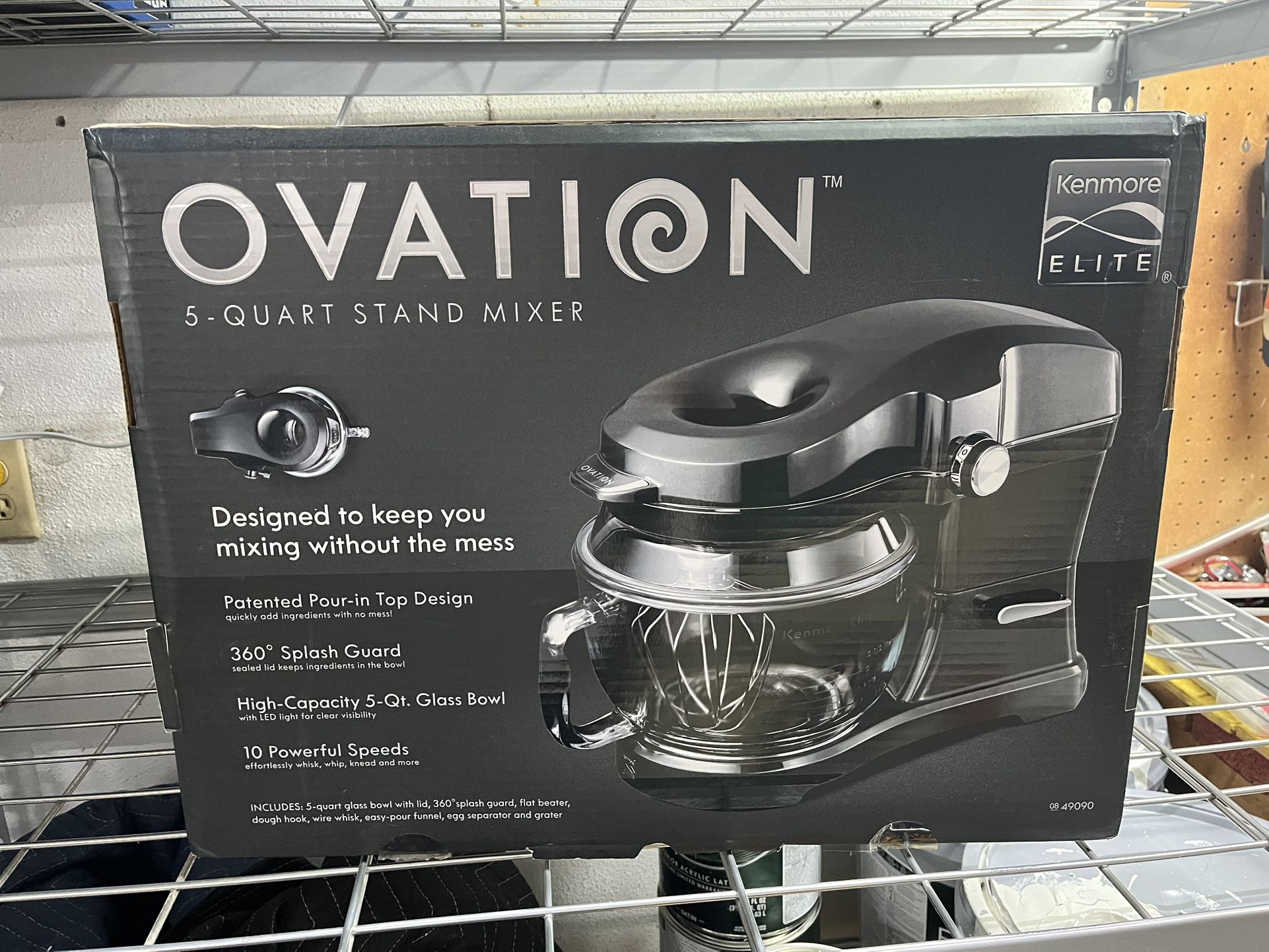Kenmore Elite Ovation 49090 Exclusive Pour-In Top, 5-Qt. Tilt-Head Kitchen Stand Mixer, Metallic