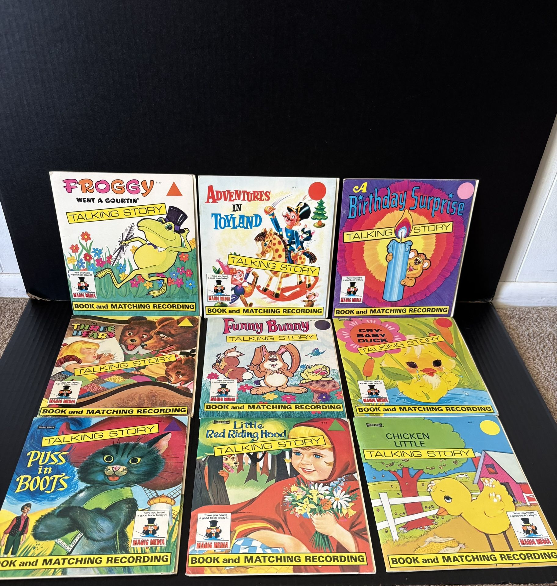 Vintage Lot Of 9 Magic Media Talking Story Book And Matching Records