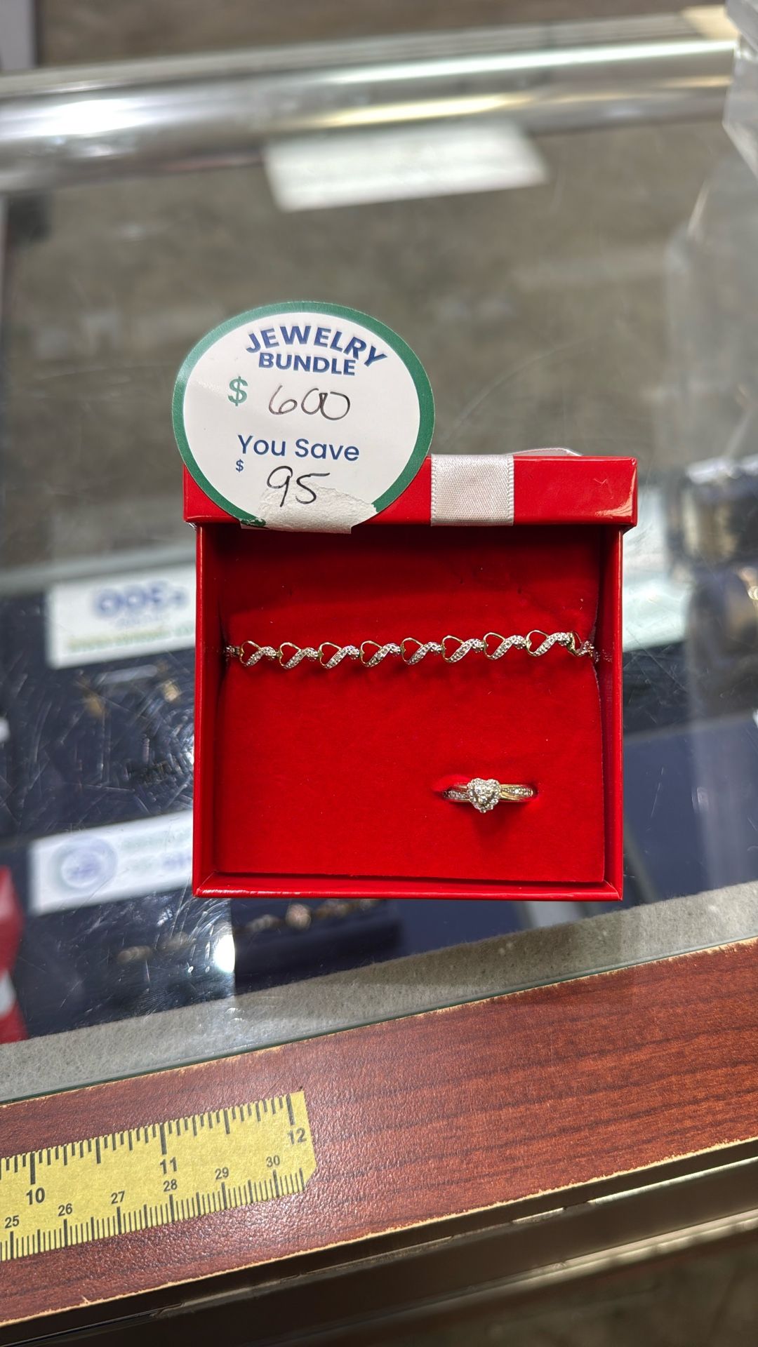 Diamond Heart Ring And Heart Bracelet Bundle