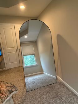 Full-Length Arched Floor Mirror Black Frame