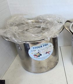New 6 Qt Stainless Steel Cooking Pot w/lid.  Tamales, Soup, Stock Pot