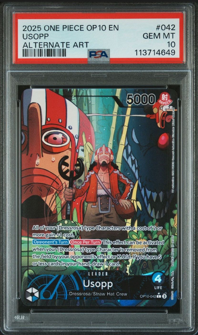 Usopp OPO10 Alternate Art (Leader) (PSA 10)