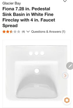 Fiona 7.28 in. Pedestal Sink Basin in White Fine Fireclay with 4 in. Faucet Spread