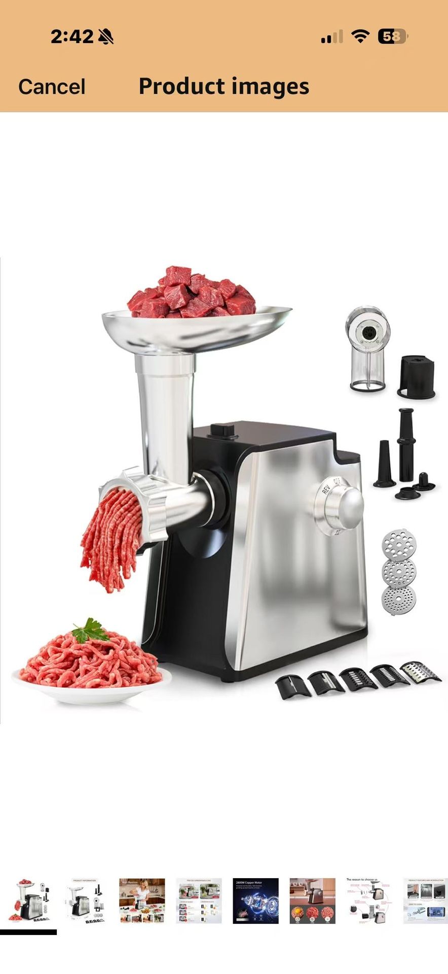 Electric Meat Grinder 2800W Sausage Stuffer Maker 4 In 1 Vegetable Shredder With 3 Slice Shred Blades5 BladesSausage StufferKubbe Kit For Home Kit