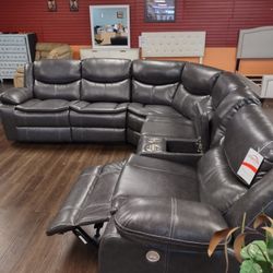 New Power Sectional Sofa With Three Power Recliners On Sale Now Don't Miss
