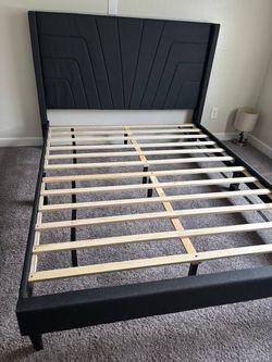 Dark Gray Queen Size Bed Frame 
