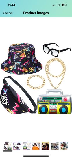 6 Pieces Hip Hop Costumes 80s/90s Outfits Accessories for Women Men Rapper DJ 