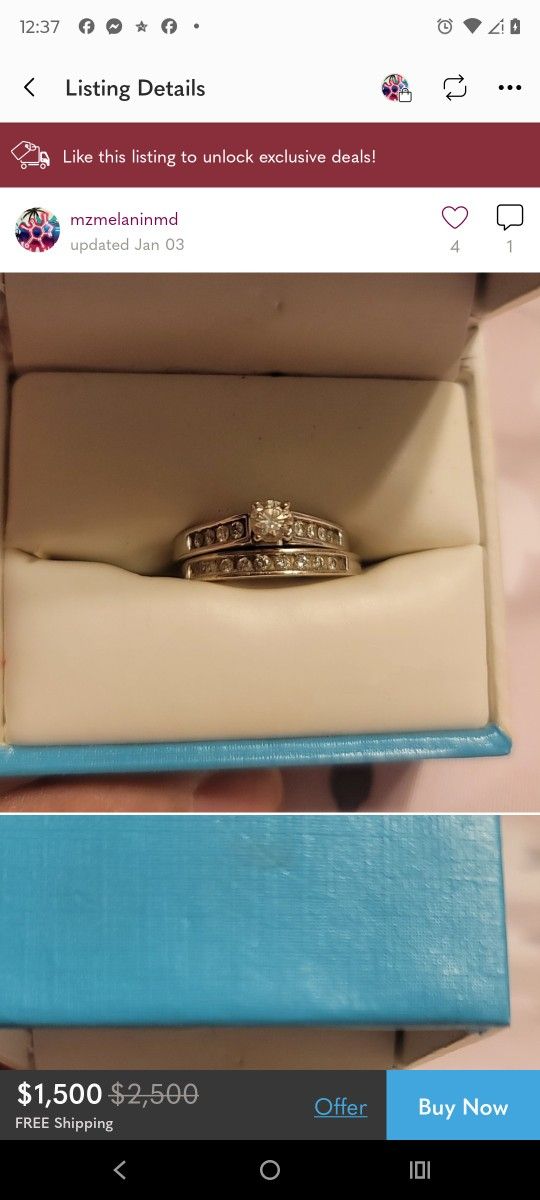 14 K White Gold And Natural Diamond Set