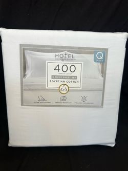New Queen Size Egyptian Cotton 400 TC 6 Piece Bed Sheet Set White
