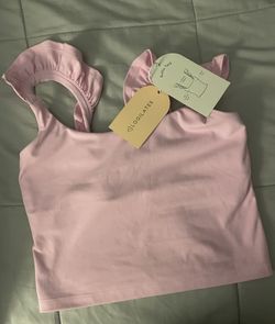 Blogilates Pink Ruffle Top