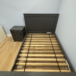 RH Restoration Hardware Bed with Slats (Full) & Night Stand
