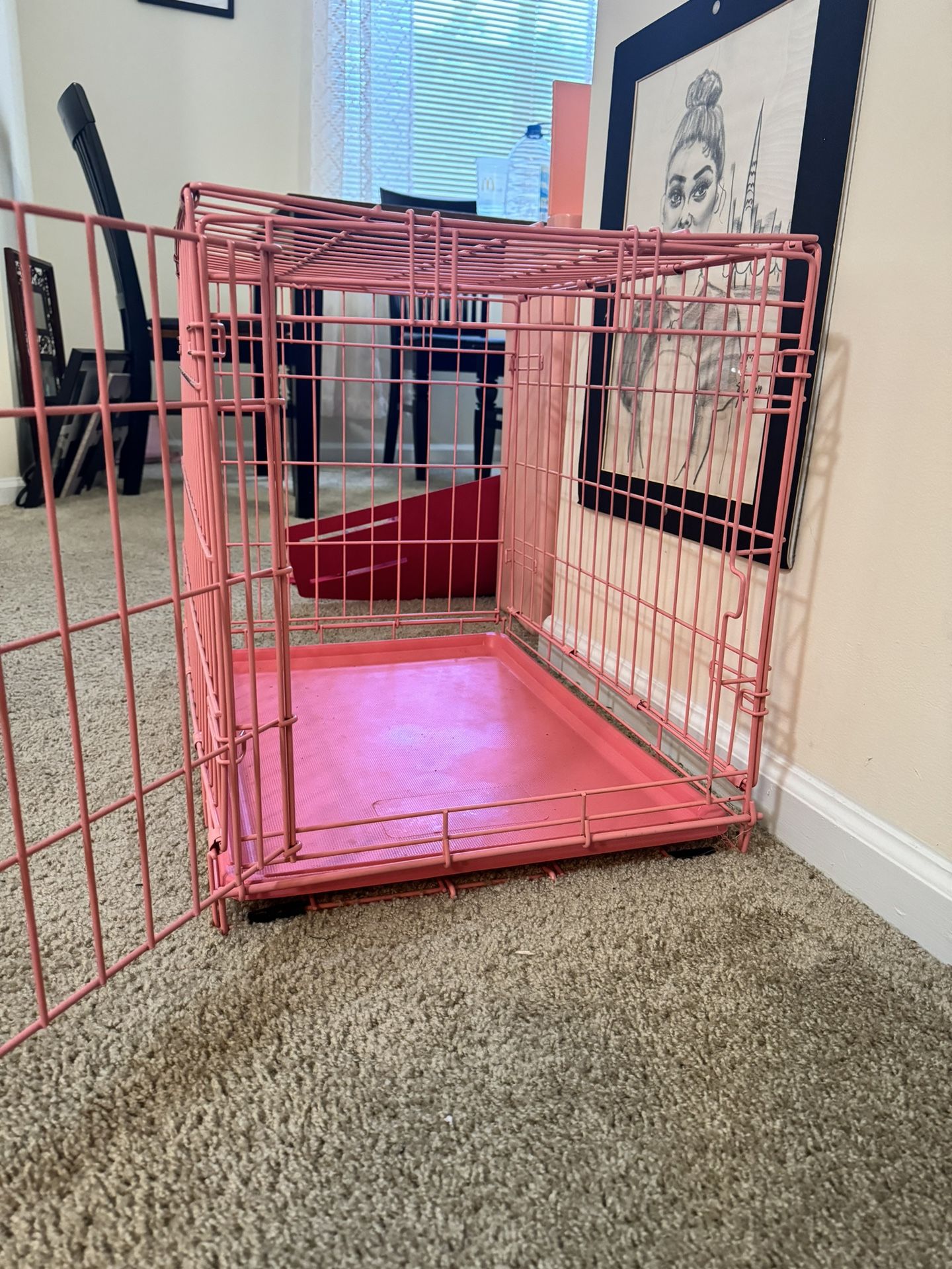 Pink Medium Dog Cage 