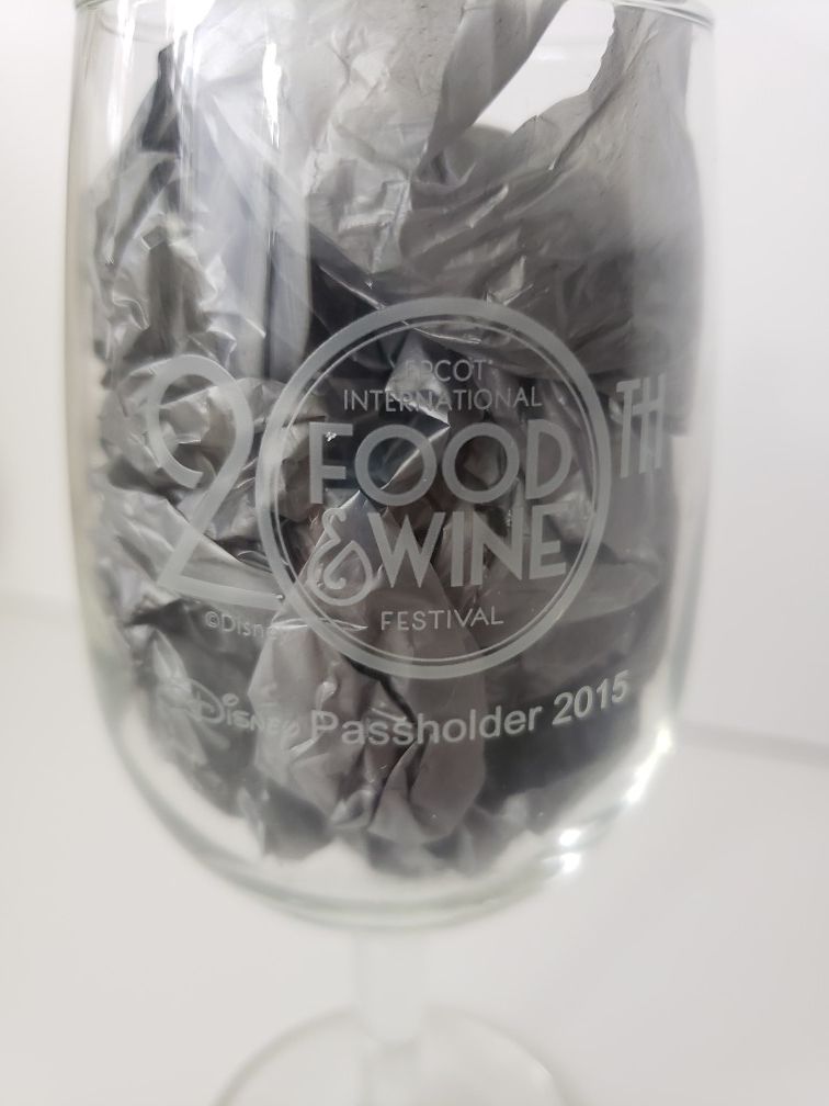 Disney Epcot 20th Anniversary Food and Wine Festival 2015 Passholder Wine Glass
