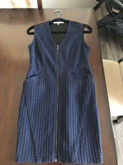Navy blue and black vest style fitted dress