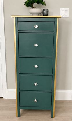 Custom Emerald Green & Gold IKEA Tall Dresser ✨