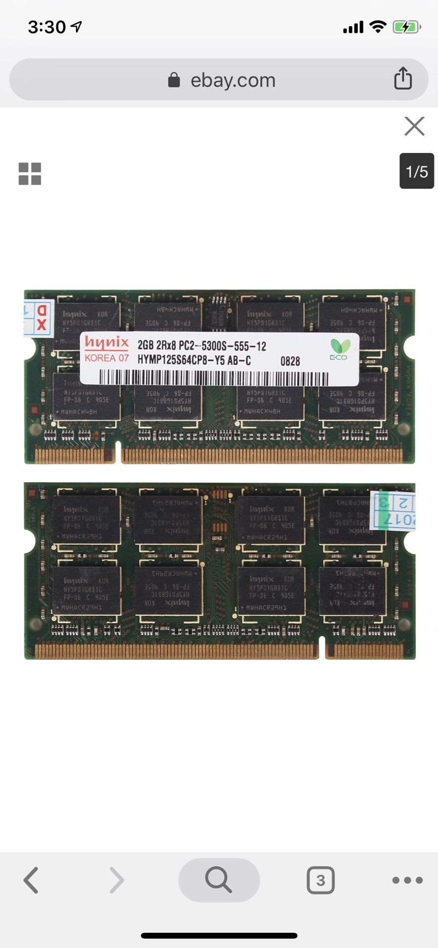 Laptop Memory 3x 2GB