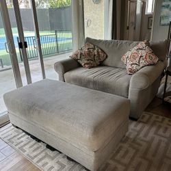 FREE Living Spaces Chair + Large Ottoman 