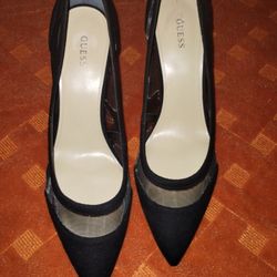 Mesh And Suede Black Heels From Guess In Women's 11 Brand New