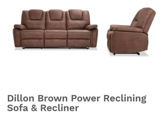Dillon Brown Power Reclining Sofas & Recliner - Excellent Condition