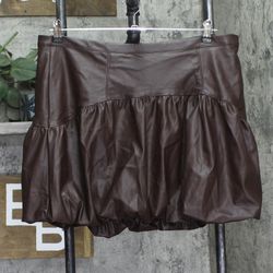 Nwt Future Collective Zip Mini A-line Skirt Dark Brown Xl