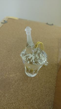 Gorham crystal ornament champagne bottle in ice bucke