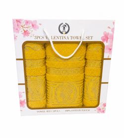 Valentina Yellow Bath Towel Set – Soft & Absorbent (3 Pieces)
