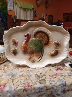 Turkey Platter From Lane@co. Van Nuys Ca. U.s.a. Dated 1959...