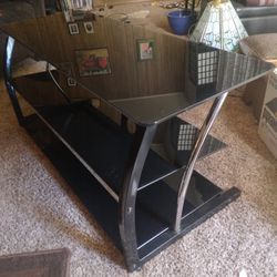 Black And Silver Glass TV Stand