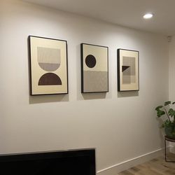 Black And Cream Retro Framed Wall Art - Set Of 3
