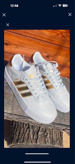 Adidas Sambarose Women's Size 7.5 White Gold Platform  Shoes