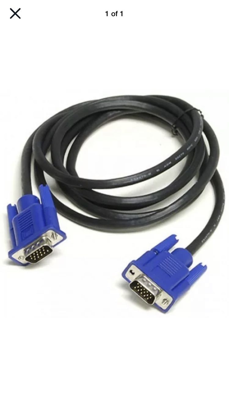 VGA Male to Male 15pin Cord Connects Monitor to Computer Video 6ft Cable