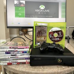 Microsoft Xbox 360 With Games And Controller 