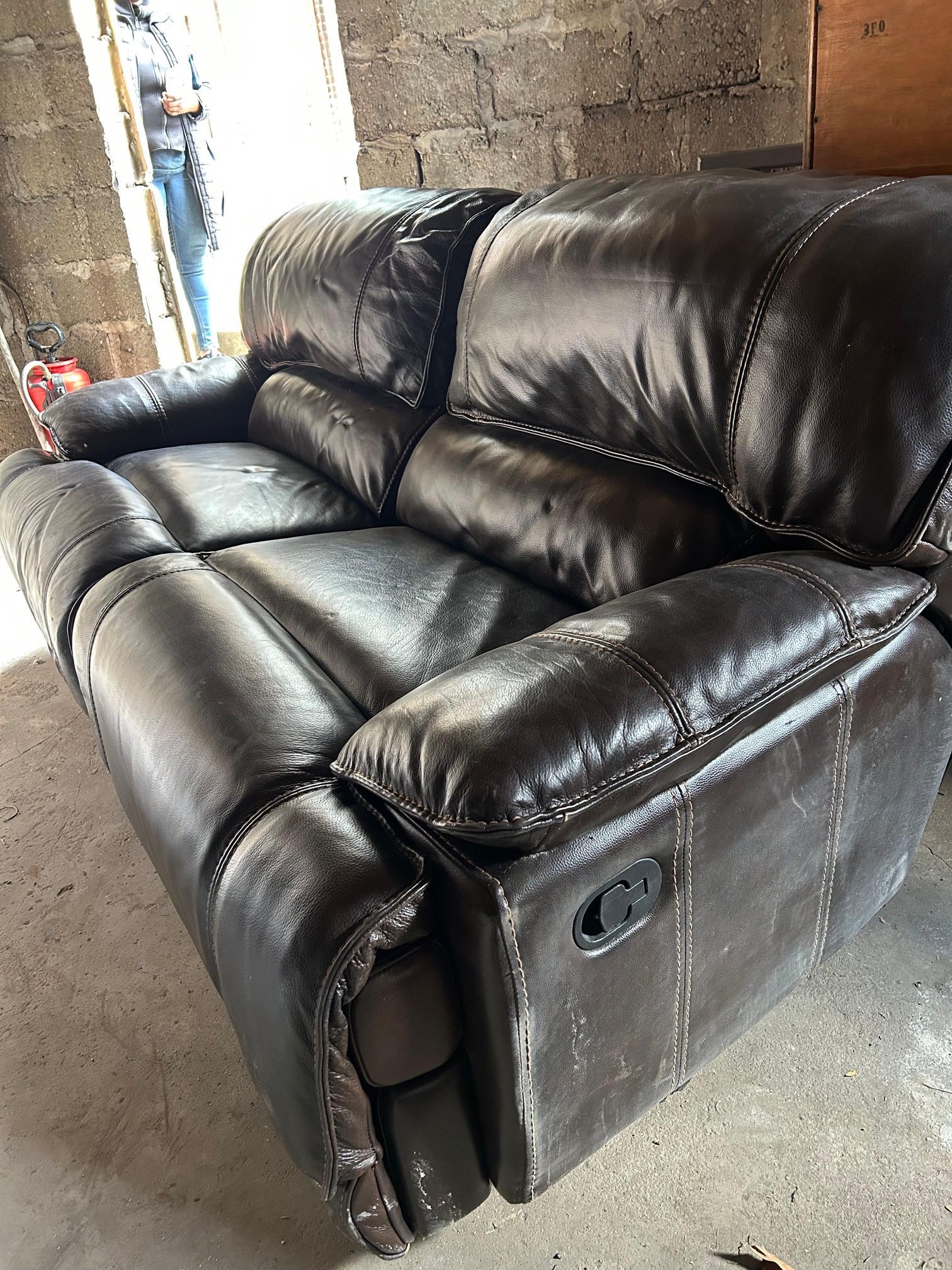 Genuine Leather Recliner Sofa Very Nice