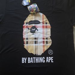 Large Black Burberry Bape Shirt