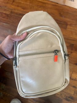 Cream Faux Leather Cross bag Mulitple Compartments