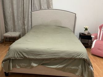 Upholstered Bed Frame with Nailhead Headboard