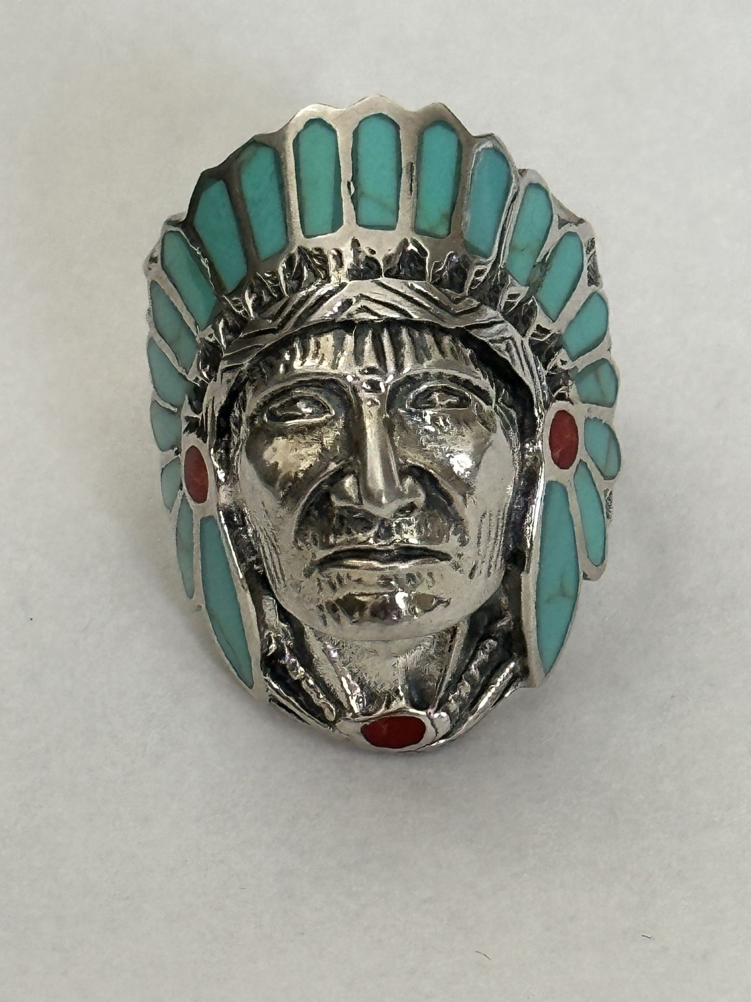 925 Silver Apache Ring Native American Indian Chief Warrior