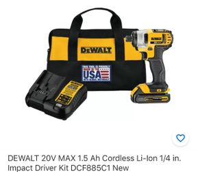 DEWALT 20V MAX 1.5 Ah Cordless Li-Ion 1/4 in. Impact Driver Kit DCF885C1 ( Brand New )