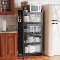 Bakers Racks for Kitchens with Storage  5 Tier Microwave Stand with Storage Sturdy Kitchen Rack with Wheels for Small Appliances