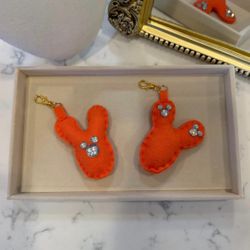 Orange Felt Mickey Mouse Keychain (1)