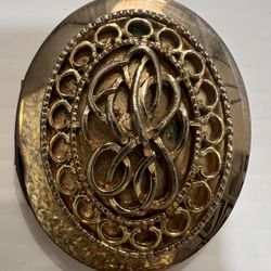 VTG Goldtone Oval Heirloom Filigree Locket Pendant Only 2”