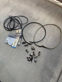 40 OBO Cb or ham radio coax connectors and microphone plugs 3 pin 6 pin 5 pin plugs antenna connector top and bottom connects to coax and for adding a
