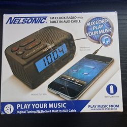 Nelsonic NLC613 FM Clock Radio Dc RV outlet Built In Antenna Open Box New