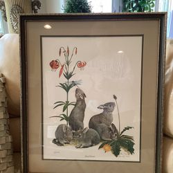 RAY HARM “Young Cottontails” (SEE PHOTOS!!) numbered and signed  - professionally matted, and framed 26” x 21”