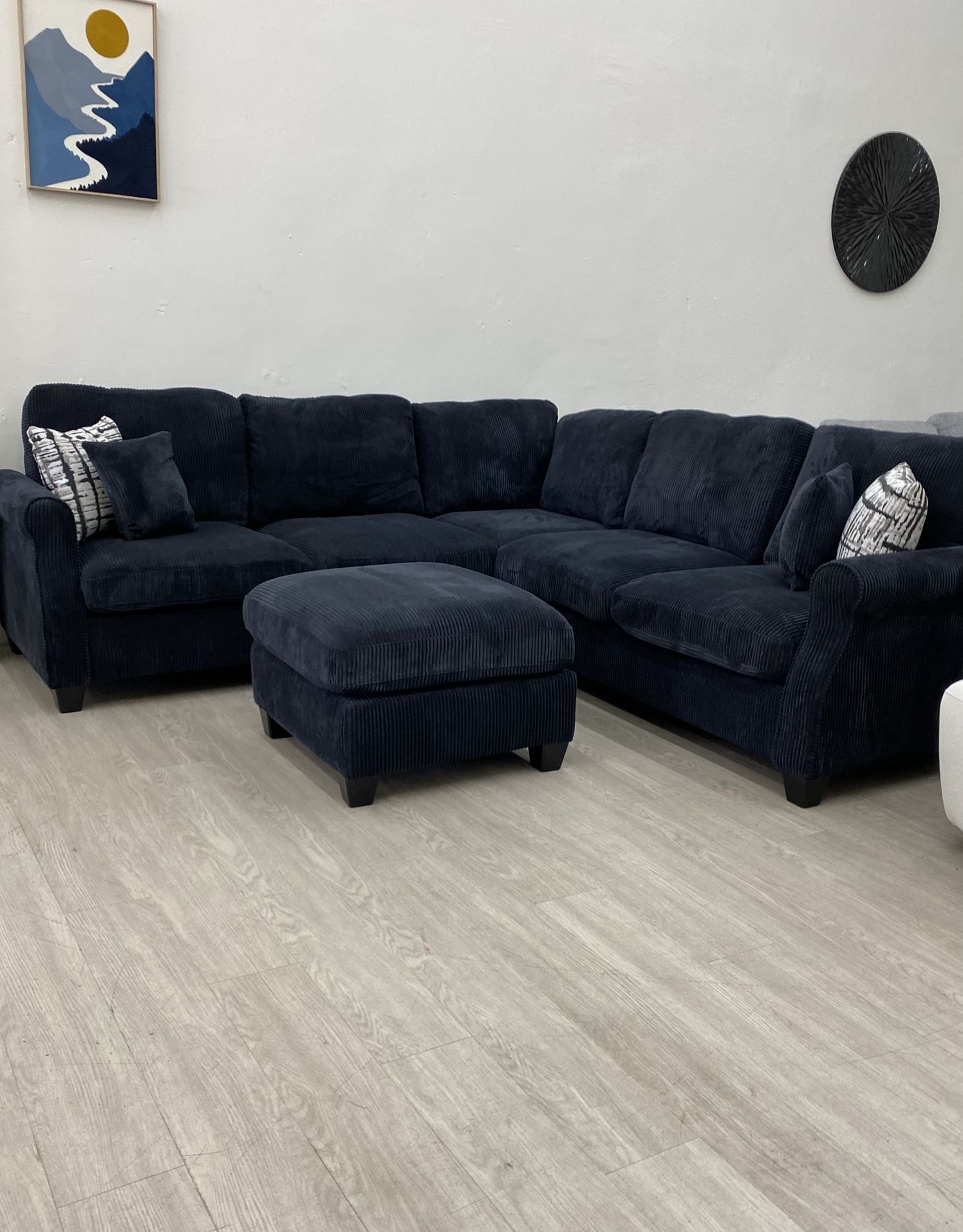 Black Corduroy Sectional Couch