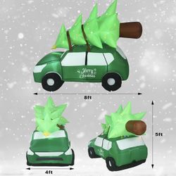 95.7 x 59 x 44 Inch Christmas Inflatable Station Wagon Inflatables Outdoor Car with LED Lighted Christmas Tree Blow up Xmas Vacation Yard Decorations 