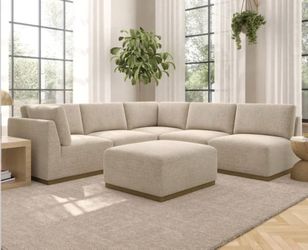 Henderon 6 piece fabric modular sectional with ottoman